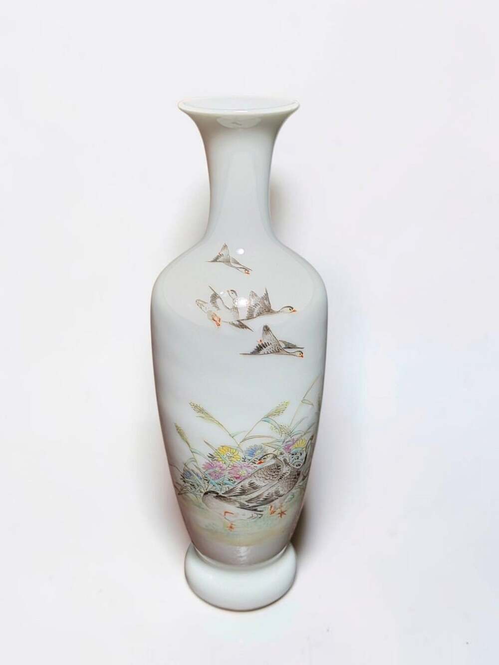 Kaiser Nautika Porcelain Vase Hand-painted With Cranes Signed by K. Nossek